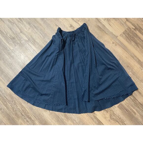 Vtg Skirt Top Set 70s 80s Blue Polka Dot Ruffle Sleeve Circle Skirt Tie Belt EUC - Picture 7 of 10